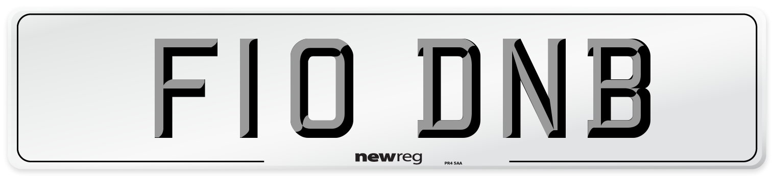 F10 DNB Number Plate from New Reg